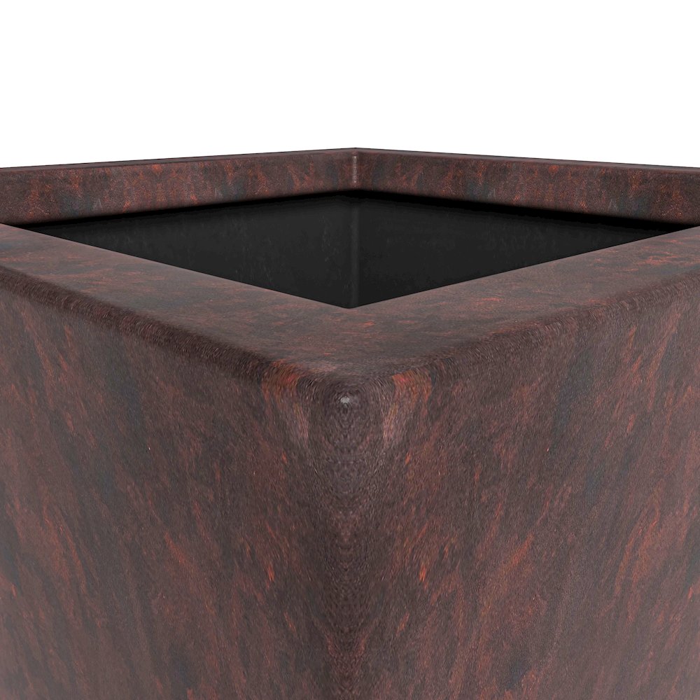 Serene Series Poly Stone Square Planter in Brown 14x14, 21 High. Picture 5
