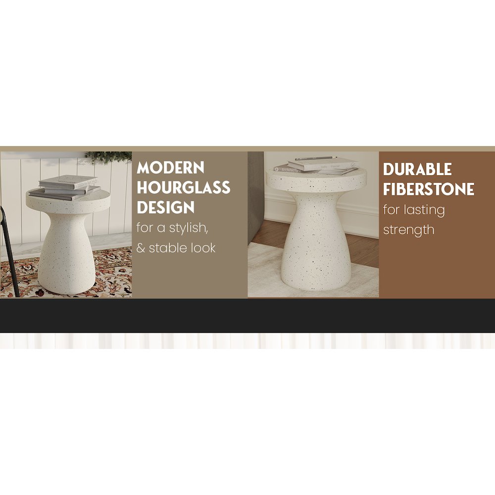 Modern Side End Table Wisp Series In Terrazzo White. Picture 18