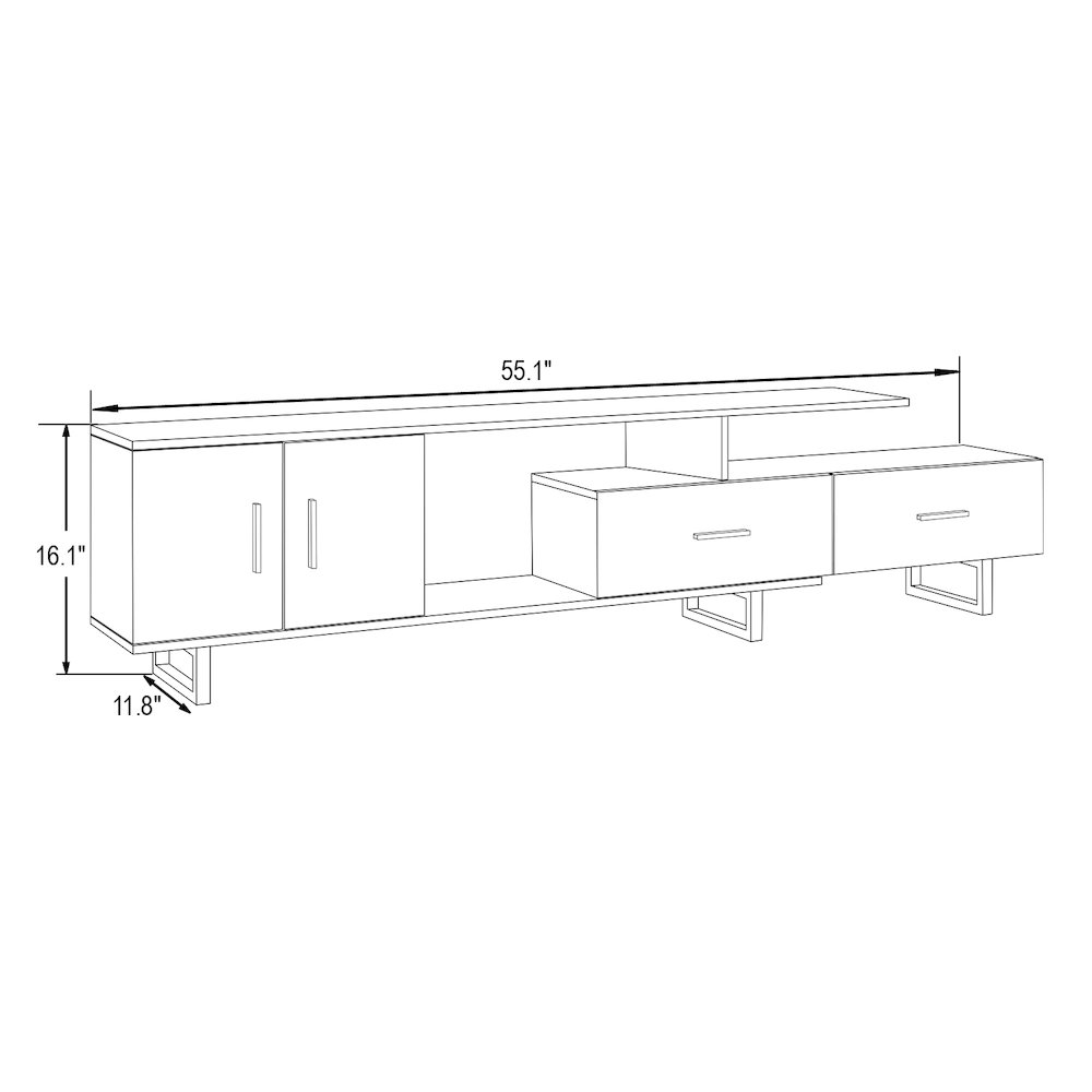 Avery Mid-Century Modern TV Stand with MDF Cabinet and Powder Coated Steel Legs. Picture 11