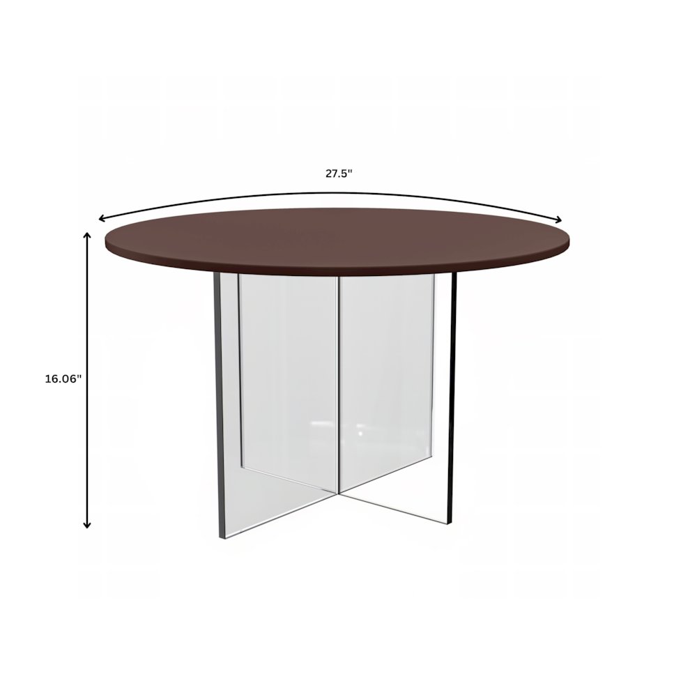 Valore Collection 28" Acrylic Side Table With Walnut Top. Picture 6