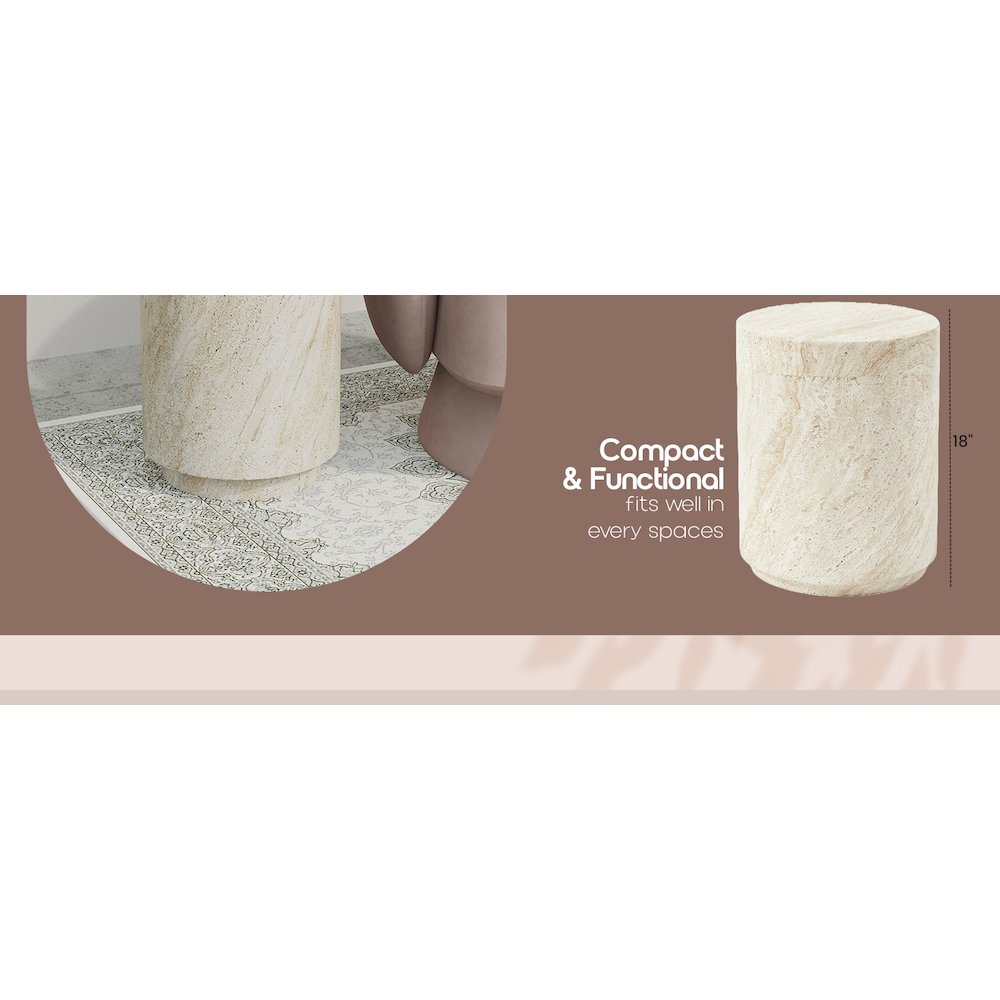Modern Side End Table Ramble Series In Travertine. Picture 20