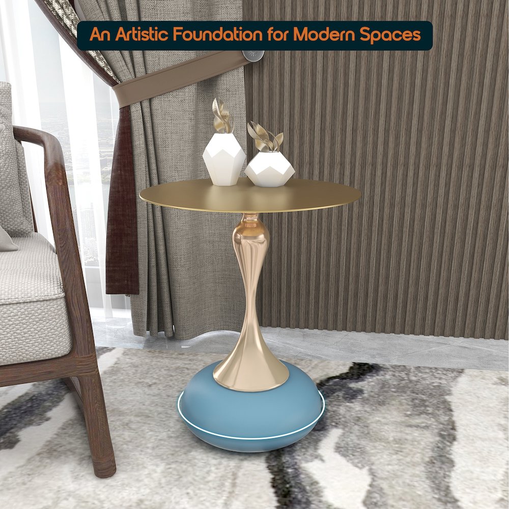 Savoy Collection Modern End Table In Blue. Picture 9