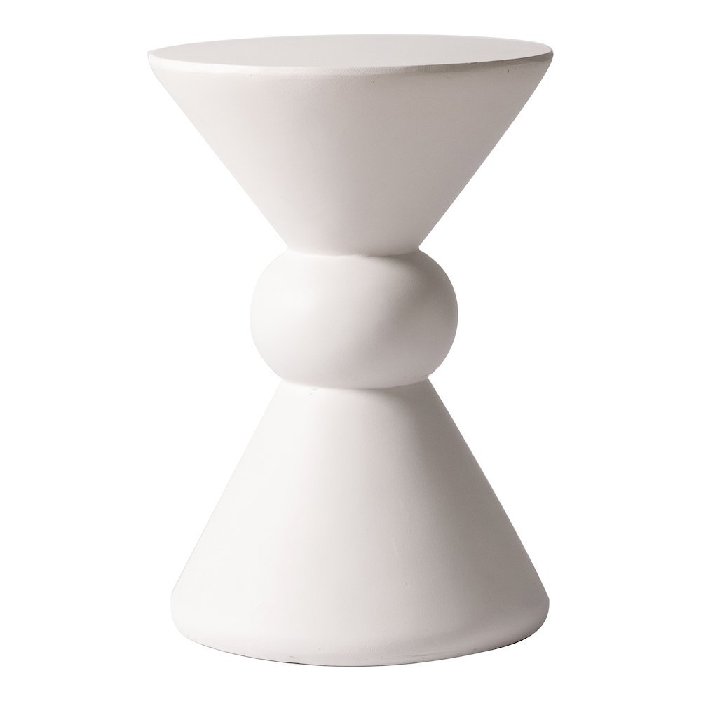 Echo Collection Fiberglass Outdoor Side Table in Cream. Picture 12