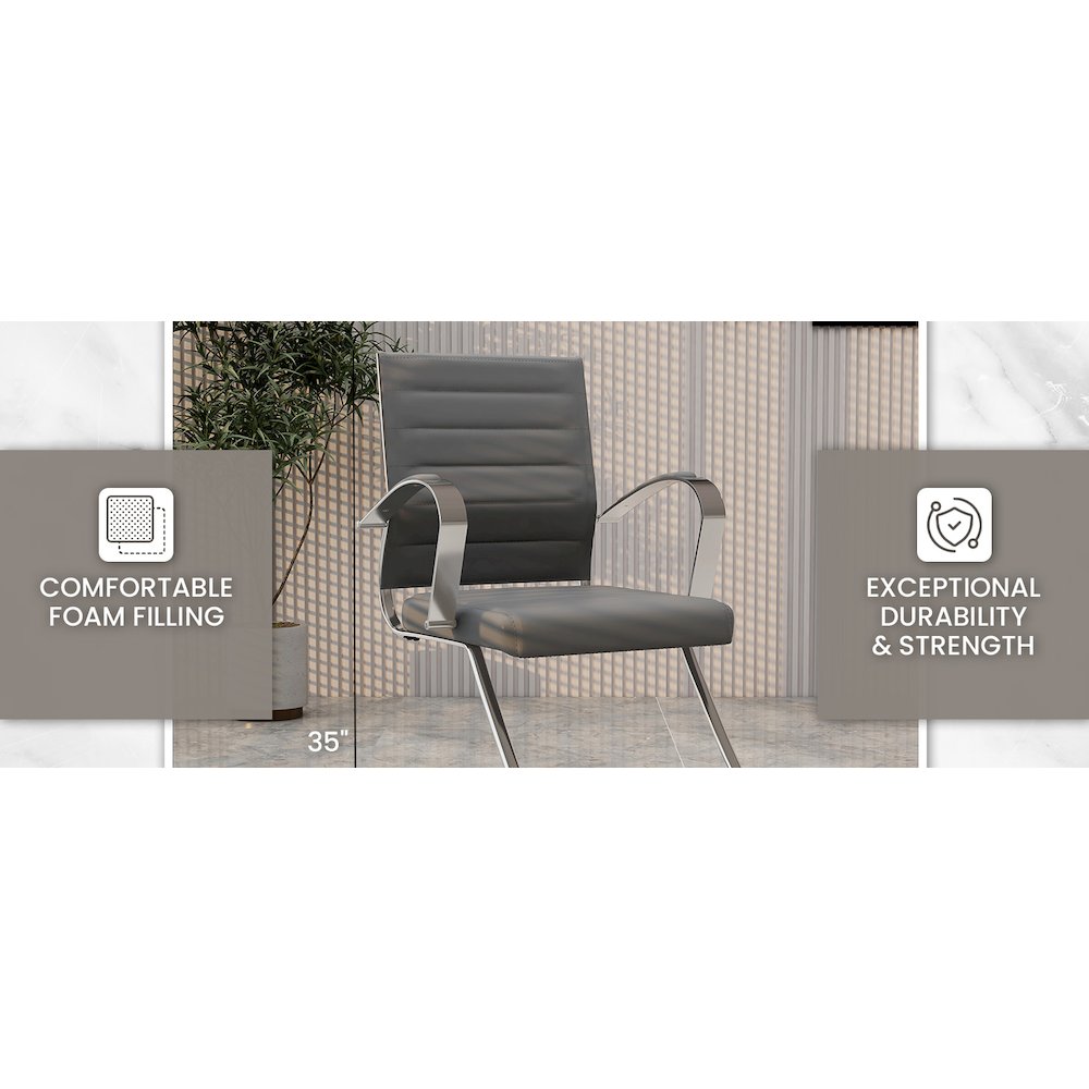 Benmar Home Leather Guest Office Chair in Grey. Picture 5