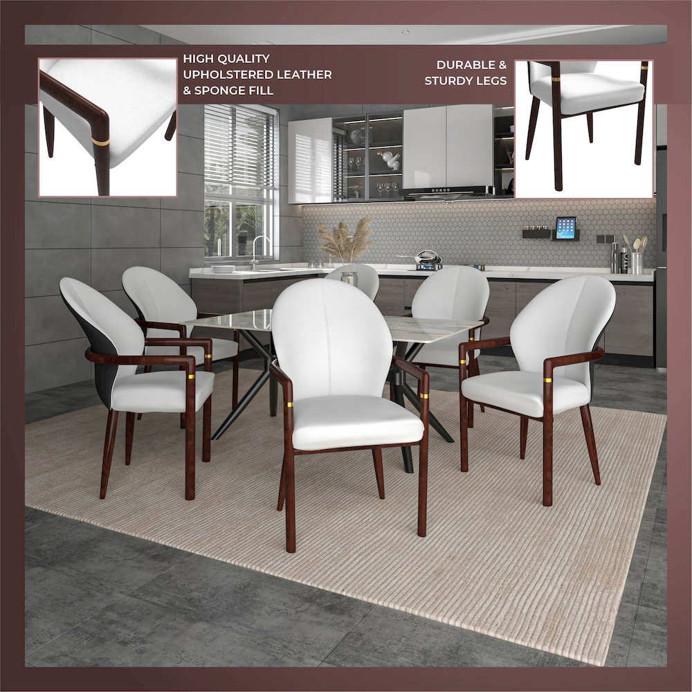 Opaline Series Elegant Wooden Dining Chair in Black Velvet and White. Picture 24