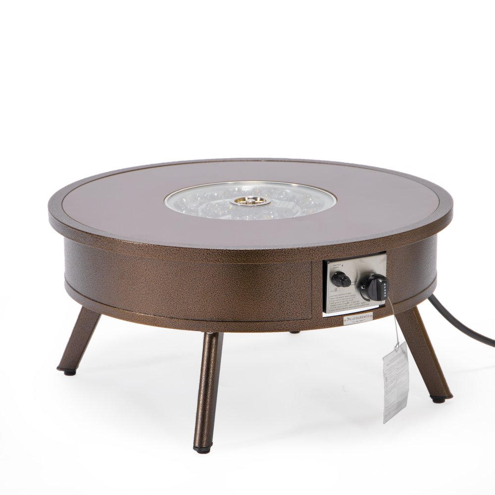 Walbrooke Outdoor Patio Aluminum Round Fire Pit Side Table. Picture 4