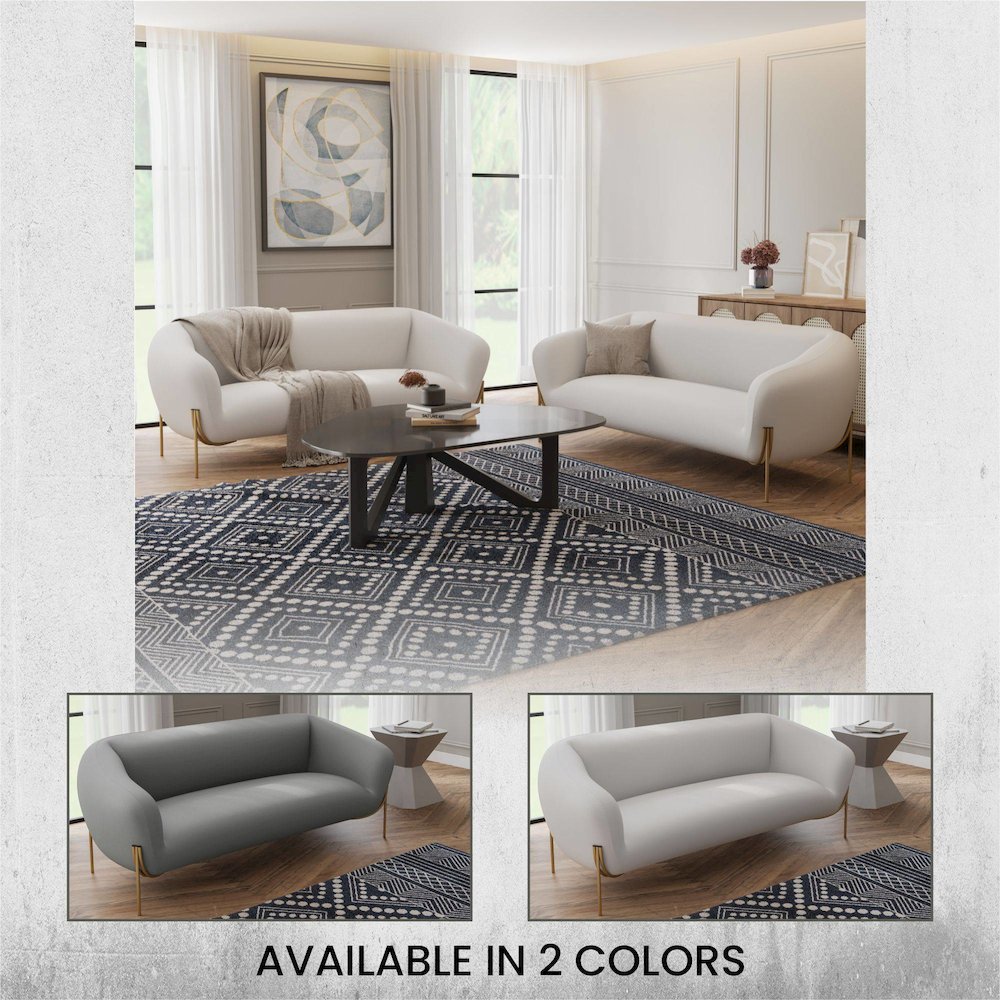 Zuno Three-Seater Sofa Upholstered in Velvet Wide Couch. Picture 4