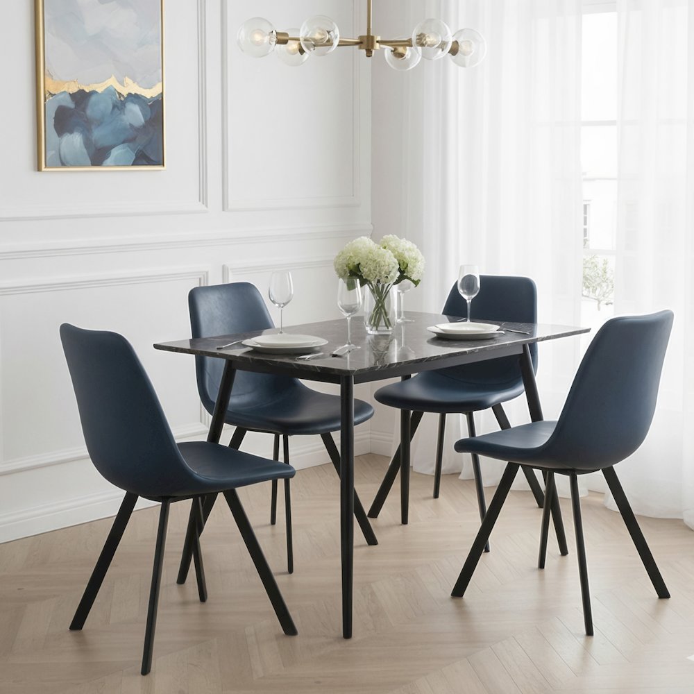 Markley Modern Leather Dining Chair With Metal Legs. Picture 6