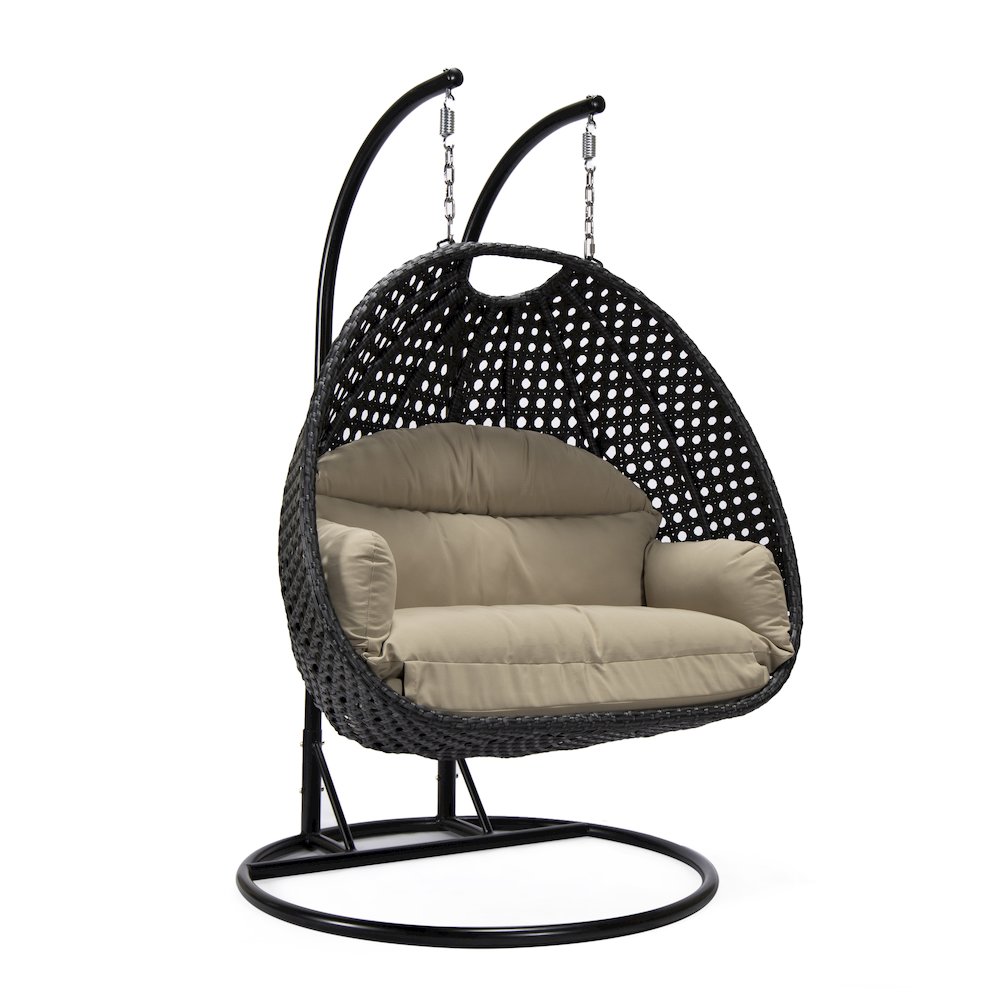 Mendoza Charcoal Wicker Hanging 2 person Egg Swing Chair. Picture 4