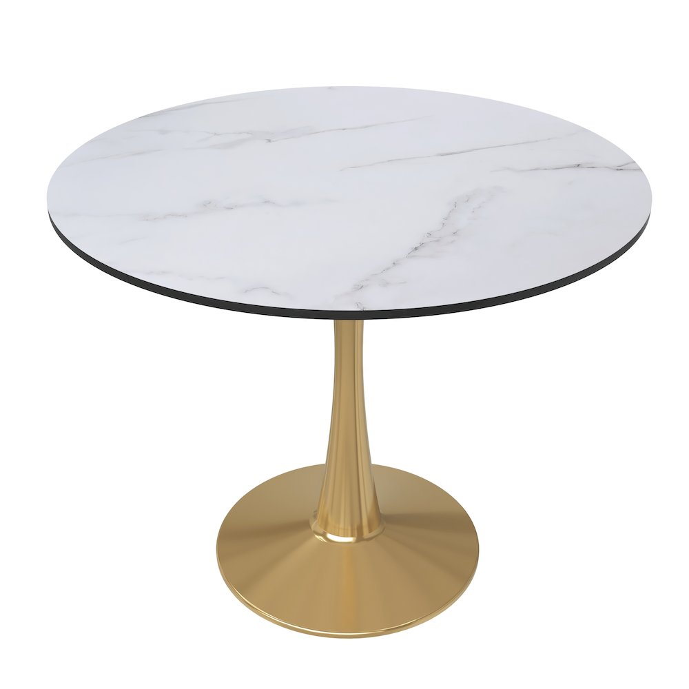 Bristol 31" round dining table Gold Base With White Top. Picture 2