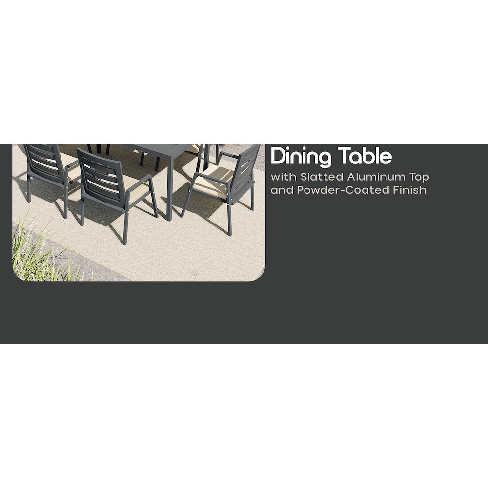 Marlin Extenable outdoor Dining Table 78-118 in Black. Picture 27