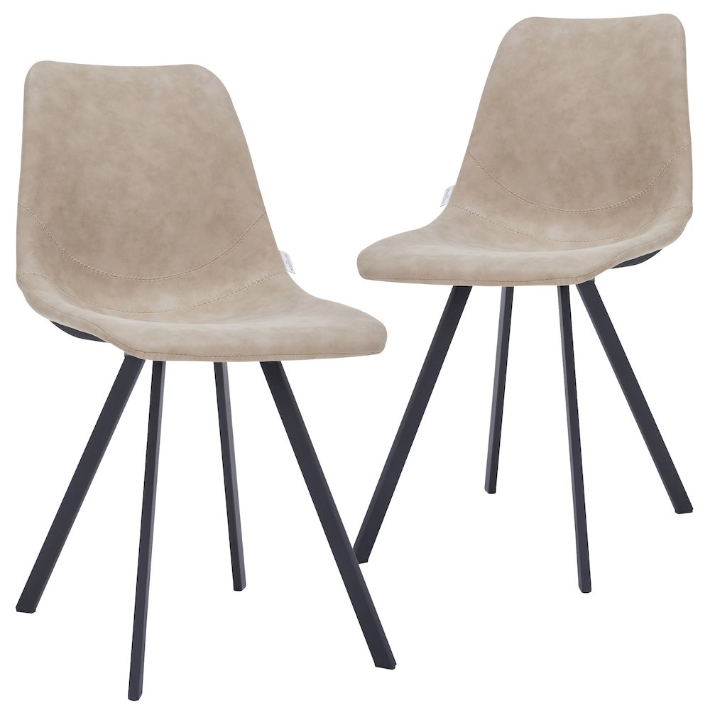 Markly Modern Leather Dining Chair With Metal Legs in Taupe Set of 2. Picture 10
