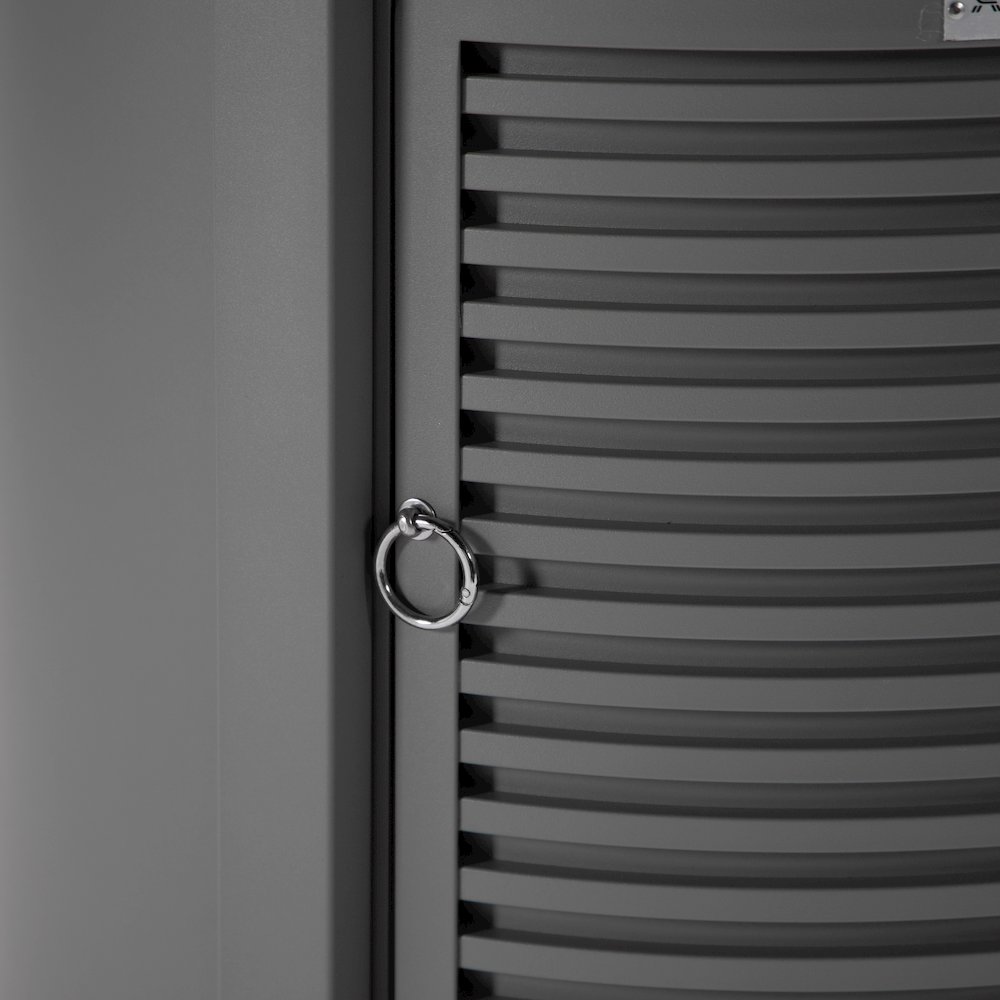Walbrooke Grey Patio Round Tank Holder with Slats Design in Grey. Picture 6