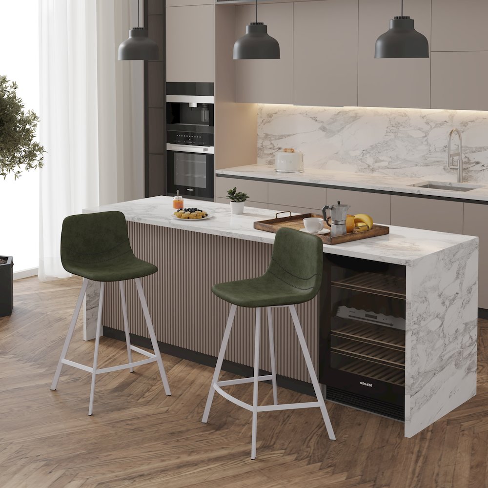 Elland - Counter stool - Olive Green- White Base. Picture 13