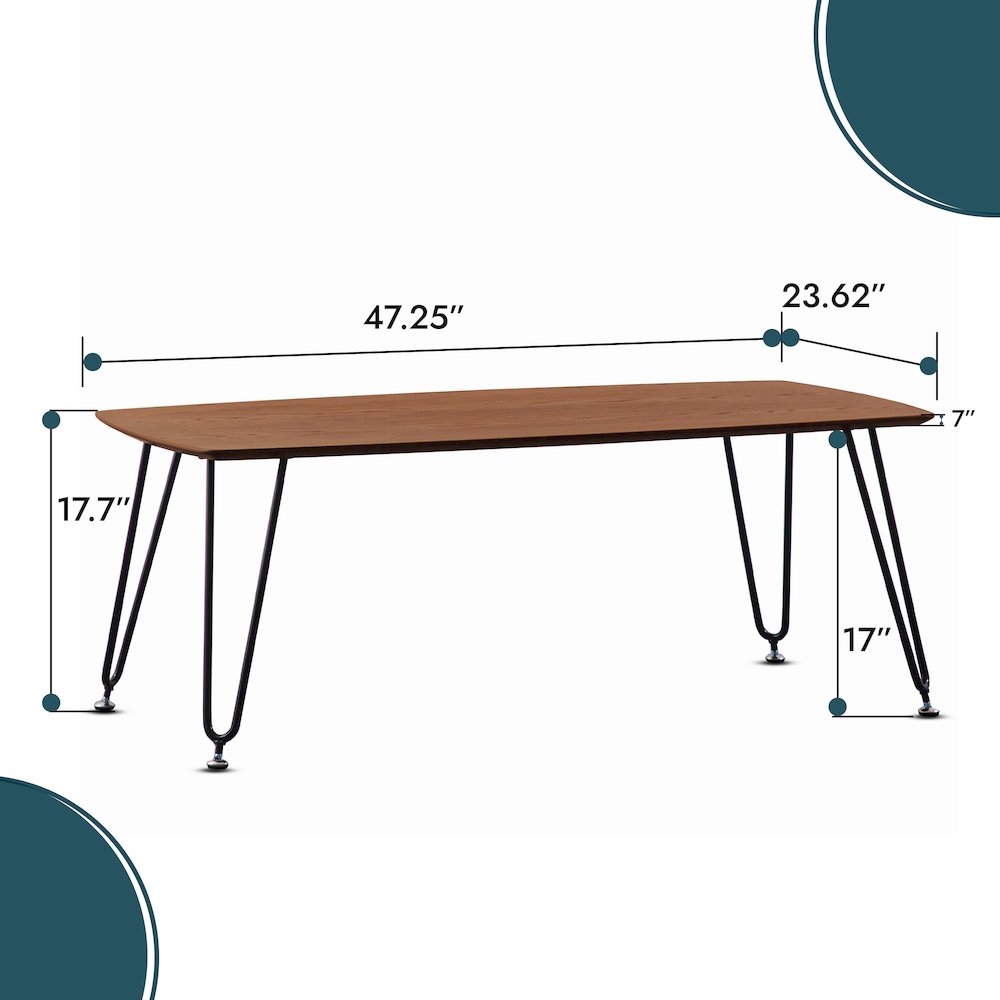 Elmwood Modern Wood Top Coffee Table With Iron Base. Picture 4