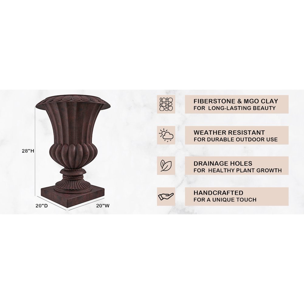 Lotus Series Poly Stone Planter in Brown, 20 Dia, 28 High. Picture 23