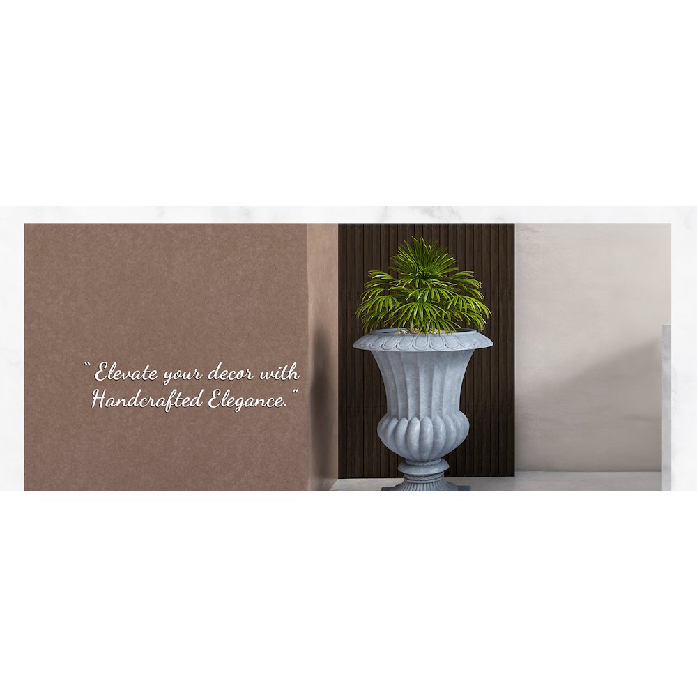 Lotus Series Poly Stone Planter in Aged Concrete, 20 Dia, 28 High. Picture 19