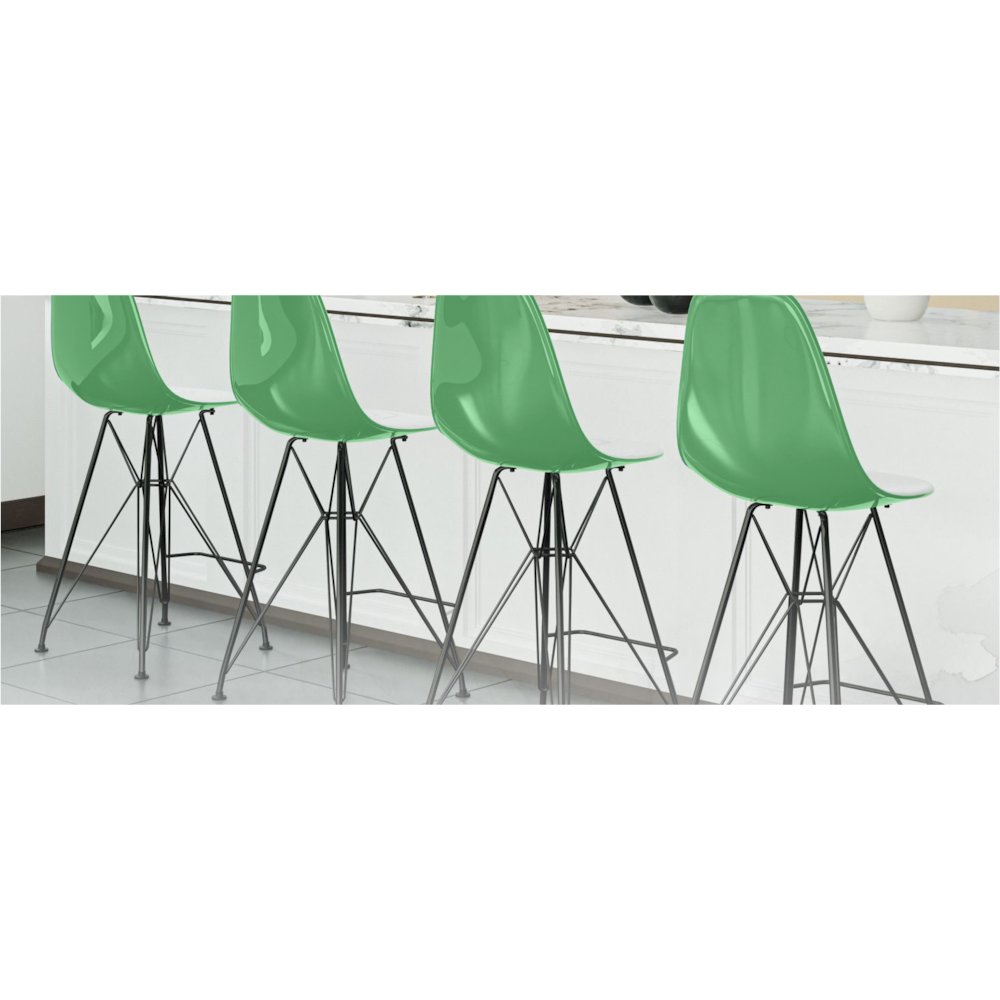 Modern Acrylic Bar stool Cresco Collection Black Base with White/Green seat. Picture 8
