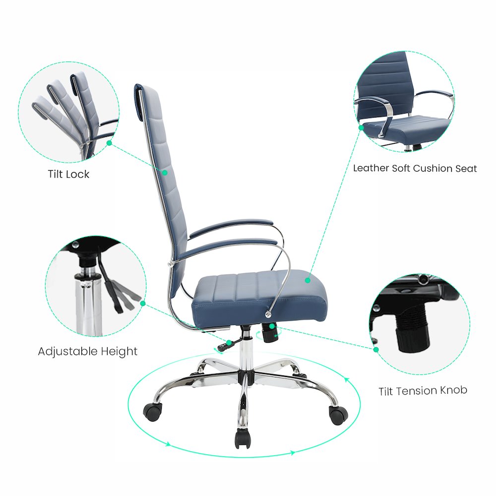 Benmar High-Back Leather Office Chair. Picture 6