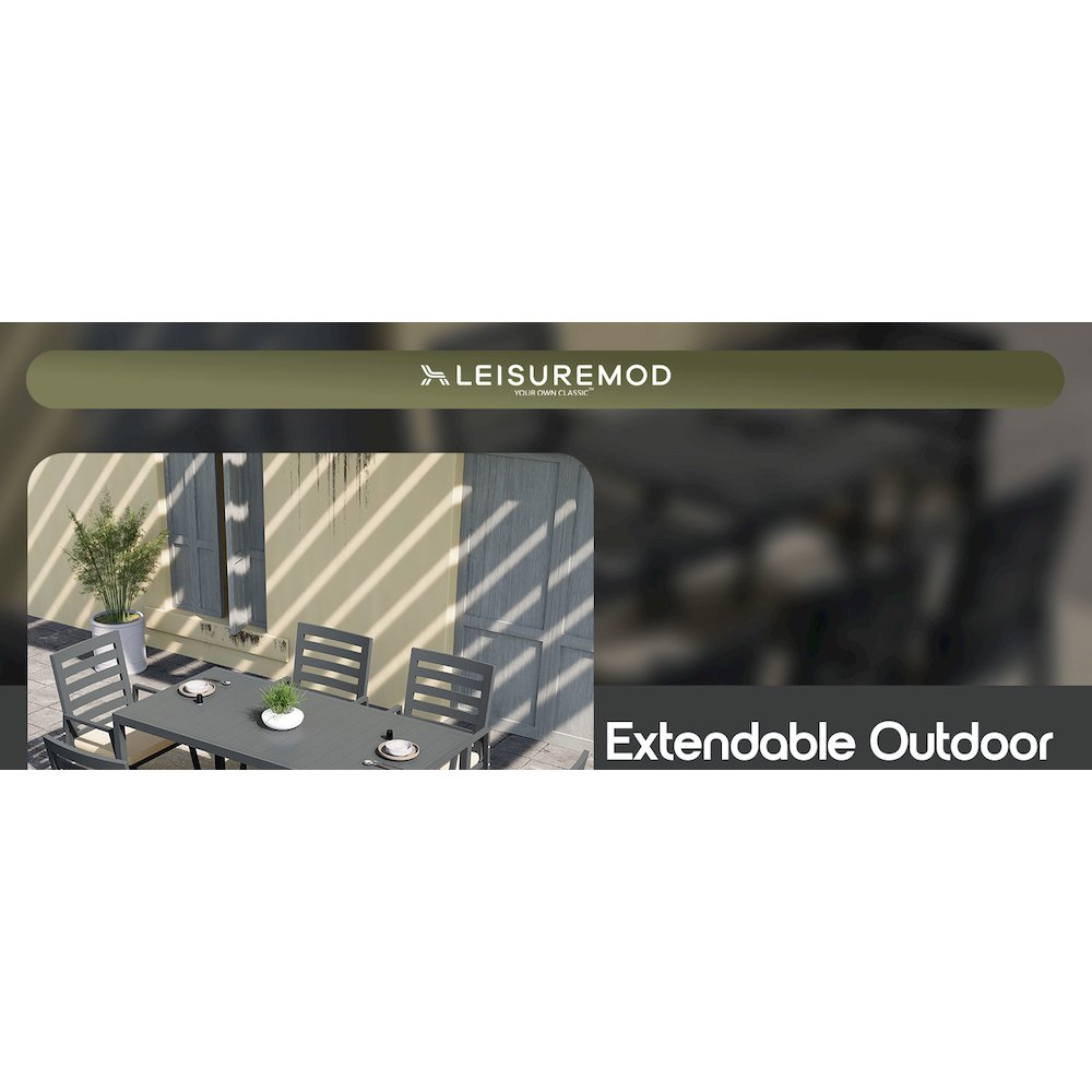 Marlin Extenable outdoor Dining Table 78-118 in Black. Picture 26