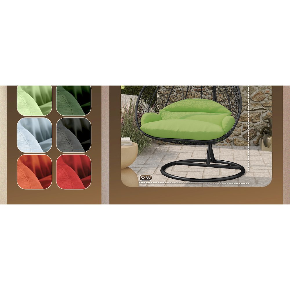 Recluse Collection Modern Outdoor Swing Chair Brown Frame Dark Orange Cushion. Picture 18