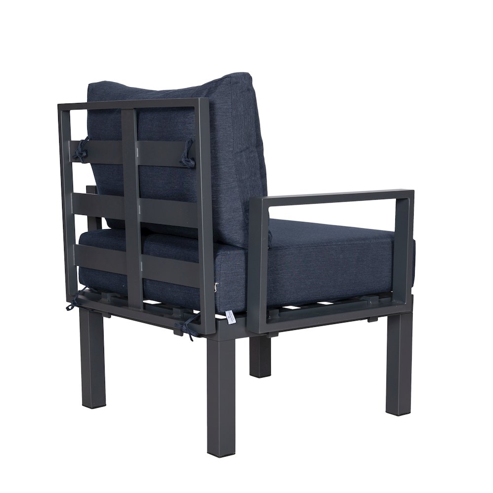 Chelsea 7-Piece Patio Sectional And Fire Pit Table Black Aluminum With Cushions. Picture 20