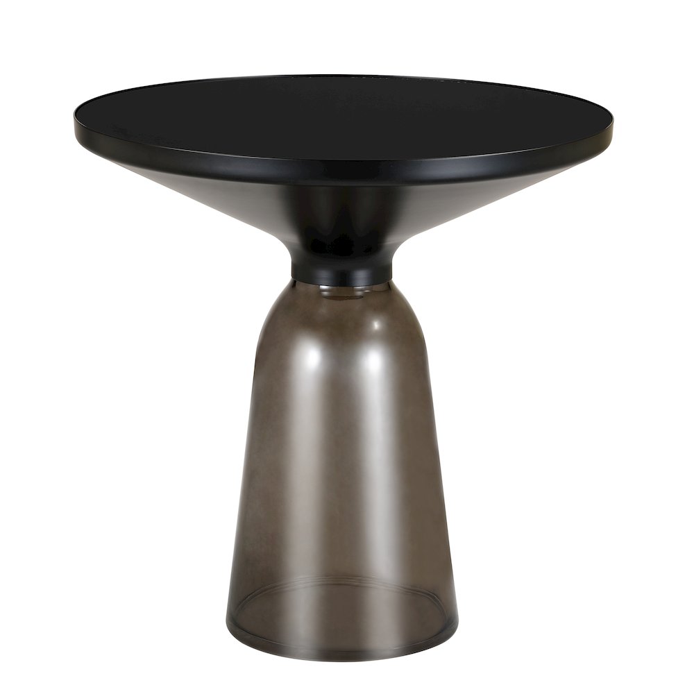Tully Collection Glass side Table Grey glass, Black Rim with Black Glass top. Picture 5