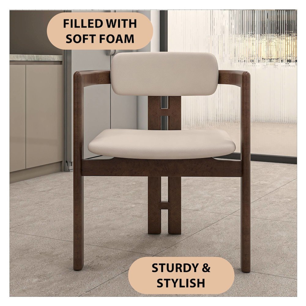 Velo Series Modern Dining Chair in Walnut Color Wood with Toupe Seat. Picture 5
