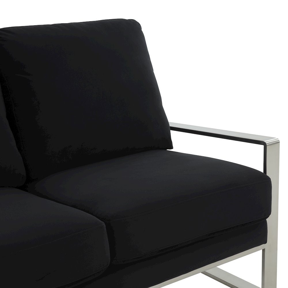 Jefferson Contemporary Modern Velvet Loveseat With Silver Frame. Picture 6