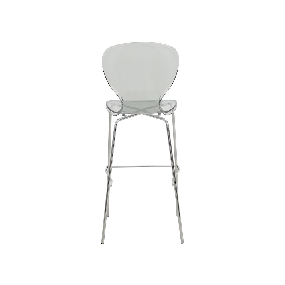 Oyster Acrylic Barstool with Steel Frame in Chrome Finish in Smoke. Picture 7