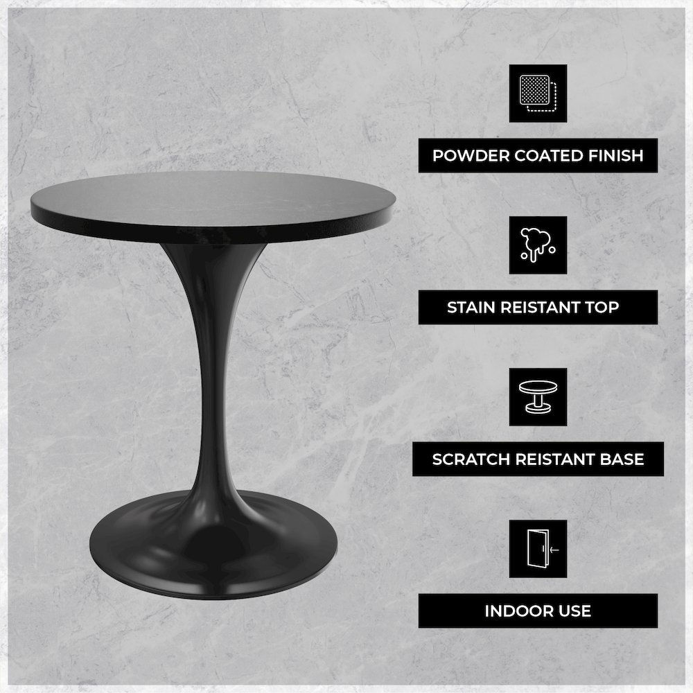 Verve Collection 27 Round Dining Table, Black Base with Black MDF Top. Picture 3