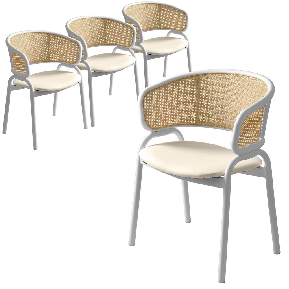 Ervilla - Dining Chair - White frame in White Leather Set of 4. Picture 3