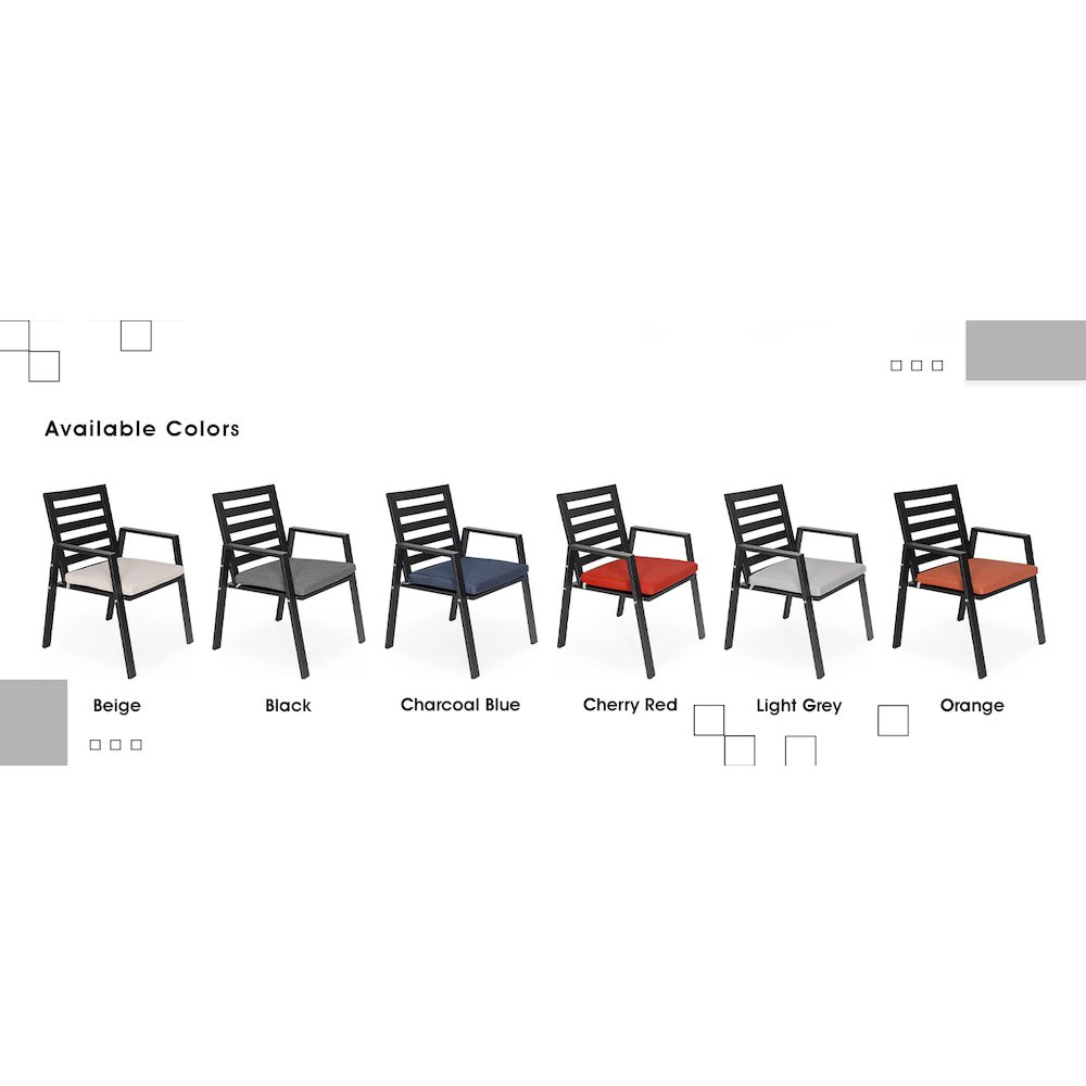 Chelsea Modern Patio Dining Armchair in Aluminum with Removable Cushions. Picture 8