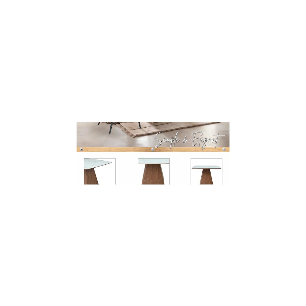 Modern Dining Wooden Square Dining Table Walnut With Marbled Top. Picture 24