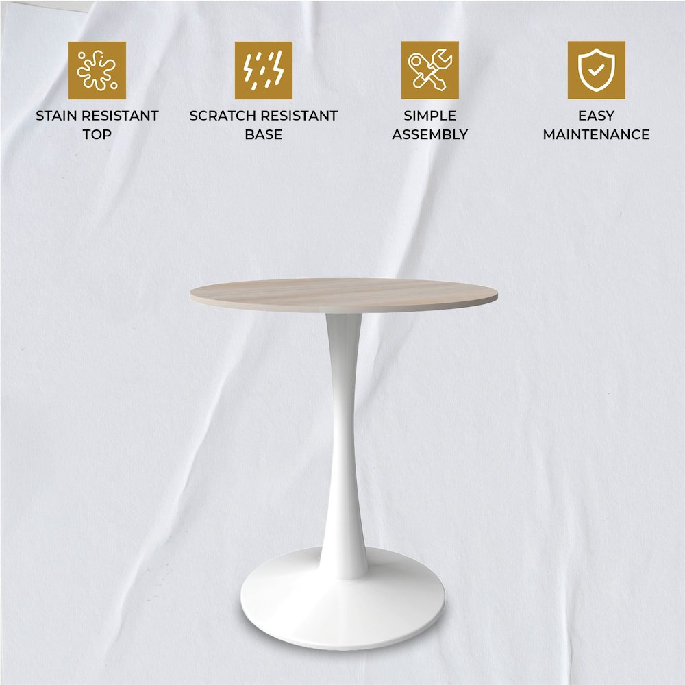 Bristol 24" round dining table White base with marbled MDF top. Picture 9