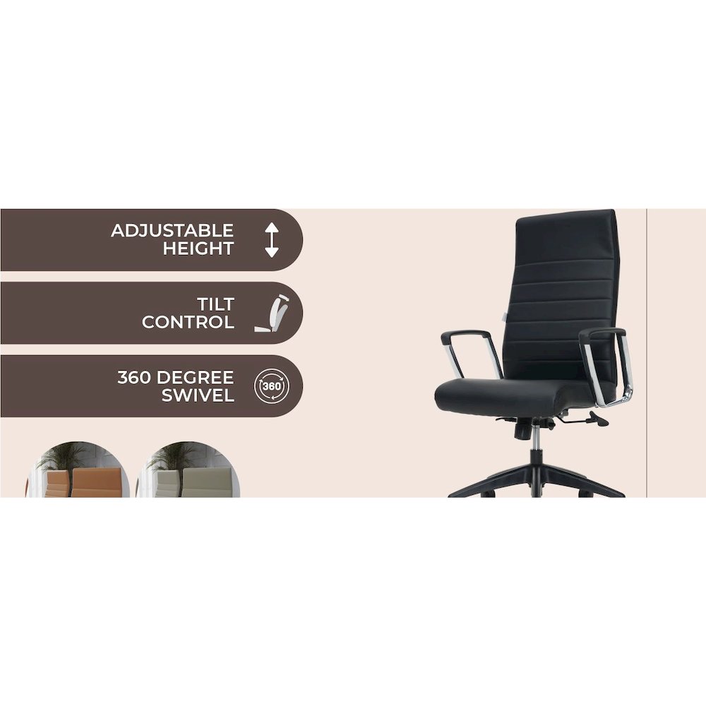 Hilton Modern High-Back Leather Office Chair. Picture 38