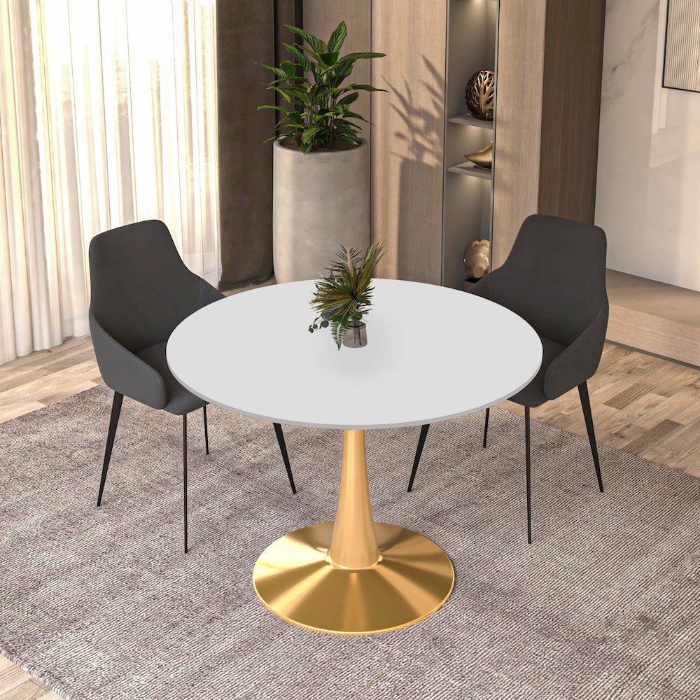 Bristol 40" round dining table Gold Base With White Top. Picture 23