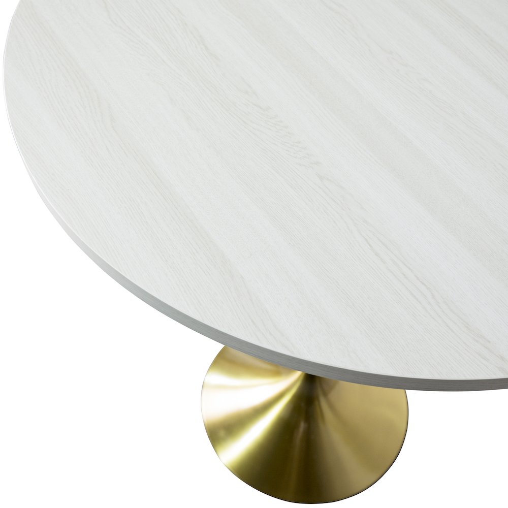 Bar Height Table Brushed Gold Base with 27" Round Light Natural Wood MDF Top. Picture 3