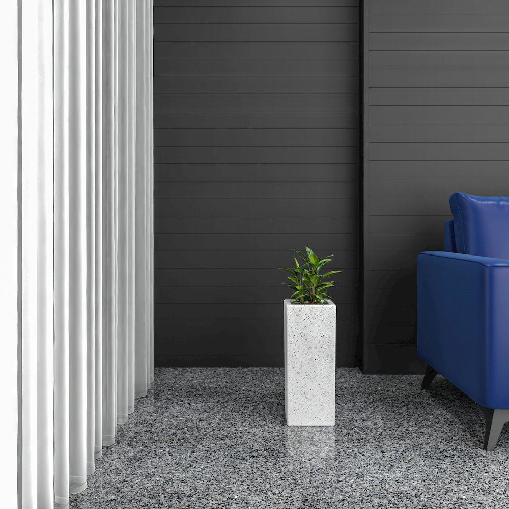 Terra Series Poly Stone Planter in Dotted White 7.9" x 7.9" 19.7" High. Picture 9