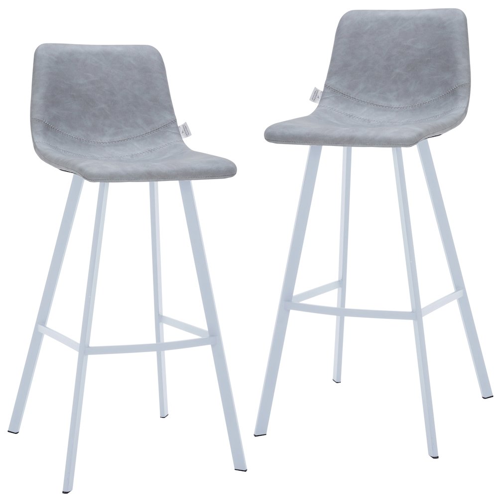 Elland - Bar stool -Light Grey- White Base Set of 2. Picture 1