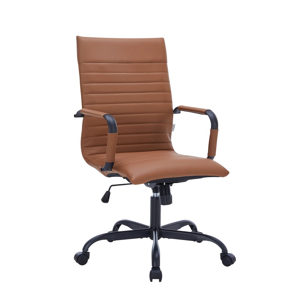 Harris Leather Home High-Back Office Chair in Light Brown With Black Frame. Picture 13