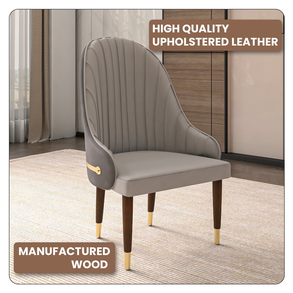 Elara Collection Wooden Dining Chair in Two-Tone Grey Set of 2. Picture 3