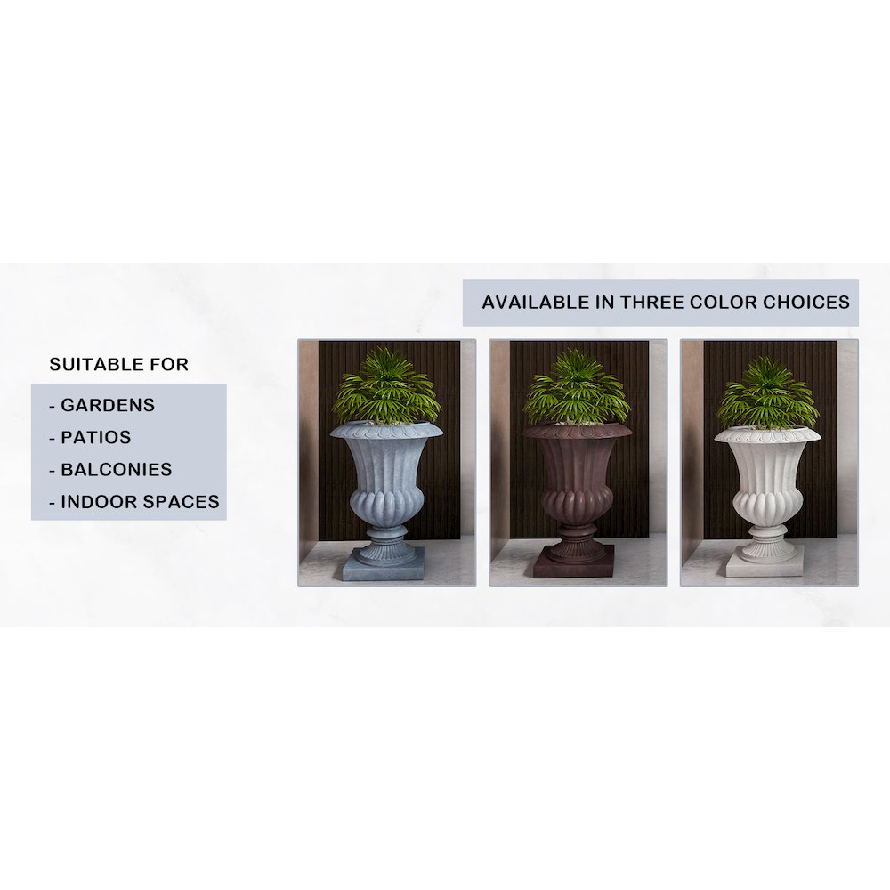 Lotus Series Poly Stone Planter in Aged Concrete, 20 Dia, 28 High. Picture 23