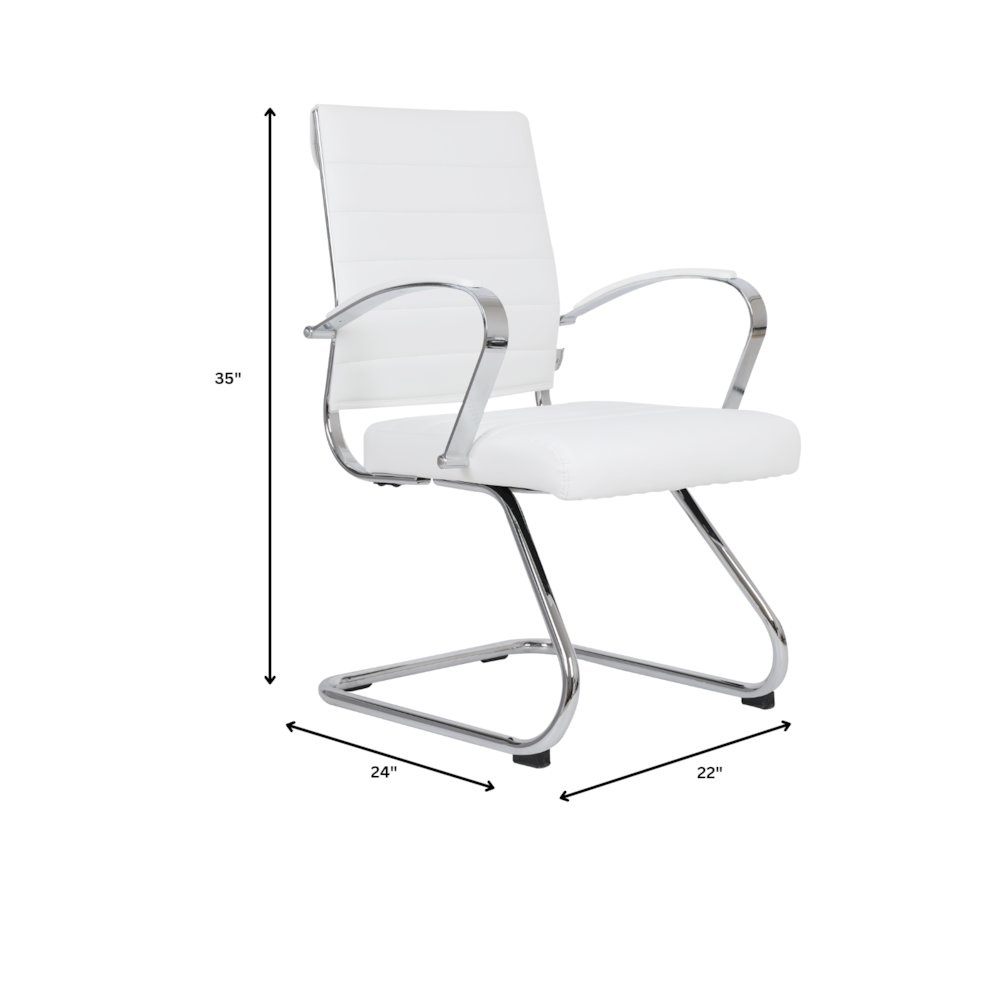 Benmar Home Leather Guest Office Chair in White. Picture 22