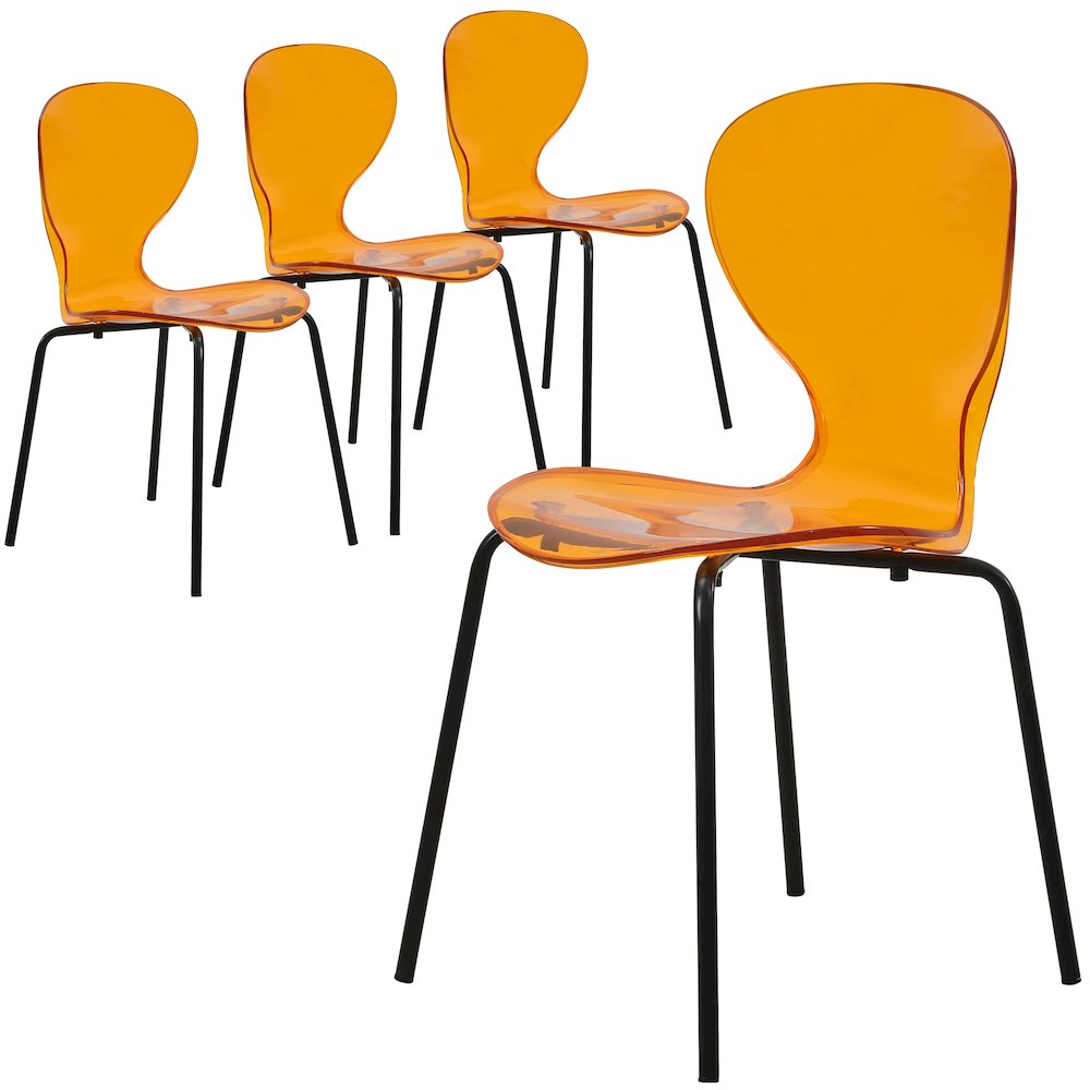 Modern Oyster Transparent Side Chair in Black Base. Picture 1