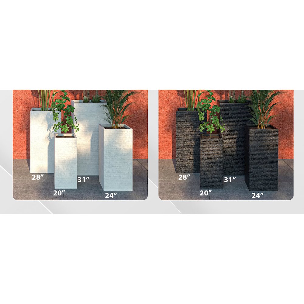 Basalt Series Poly Stone Planter 11" Square 23.6" High in Black. Picture 23