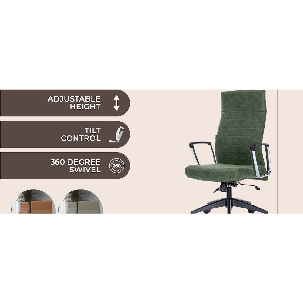Hilton Leather Office Chair in Green. Picture 28