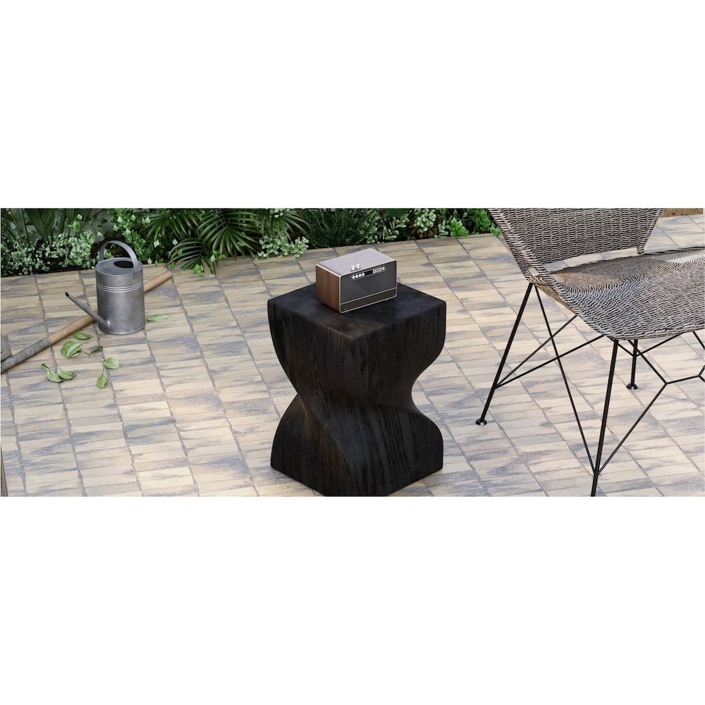 Onyx Collection Fiberglass Outdoor Side Table in Black. Picture 3