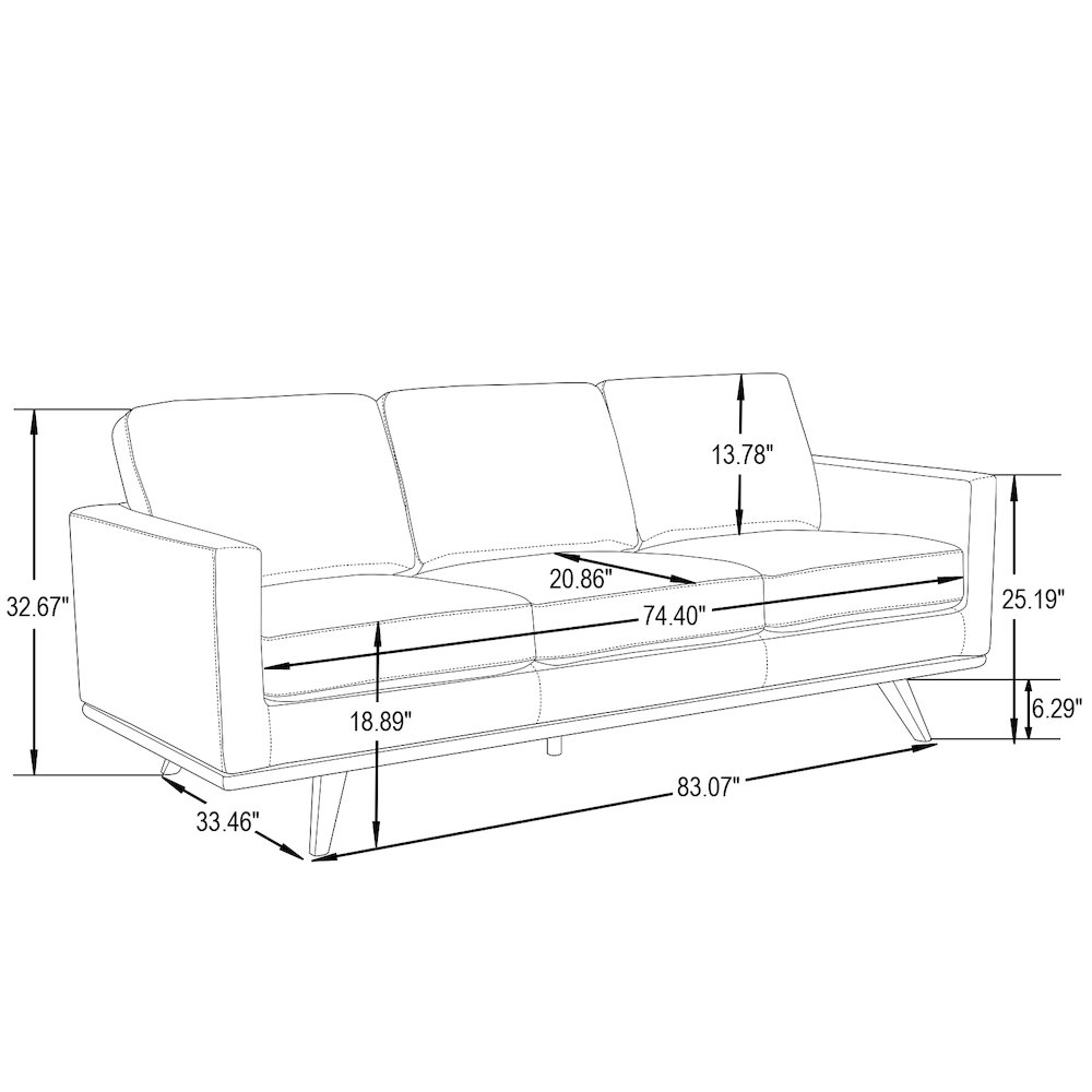 Chester Modern Leather Sofa With Birch Wood Base. Picture 7