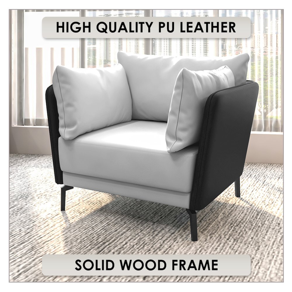 Luxify Collection Single Seater Sofa in Black/Grey. Picture 3